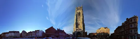 Historic square in Tongeren at dusk, Belgium