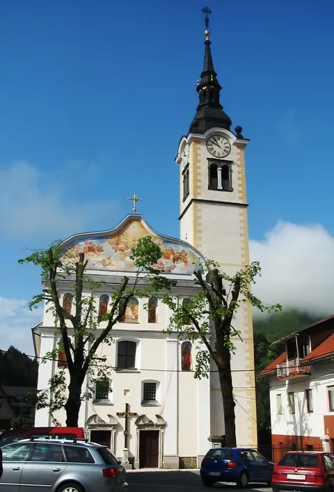 Church tower in Cerkno, Slovenia