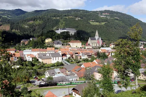 Murau rooftops and surrounding hills, Austria