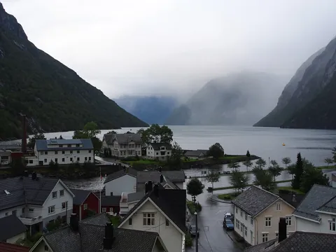 Hellesylt village by the fjord, Norway